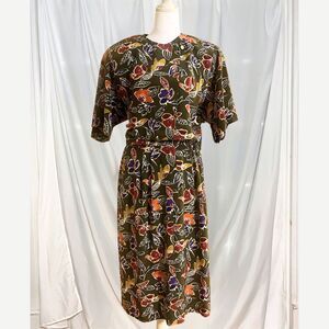 1980s Vintage Tailored Floral Midi Dress | Liz Claiborne Cottagecore